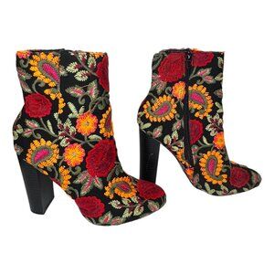 Wild Diva Floral Embroidered Y2K Ankle Boot, Size 7